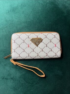 Vintage Baby Phat Beige and Tan Signature Wristlet Wallet